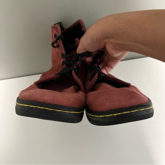 Dr. Martens Shoreditch Maroon Lace Up Canvas Boots Women's Size 9 - Picture 4 of 6